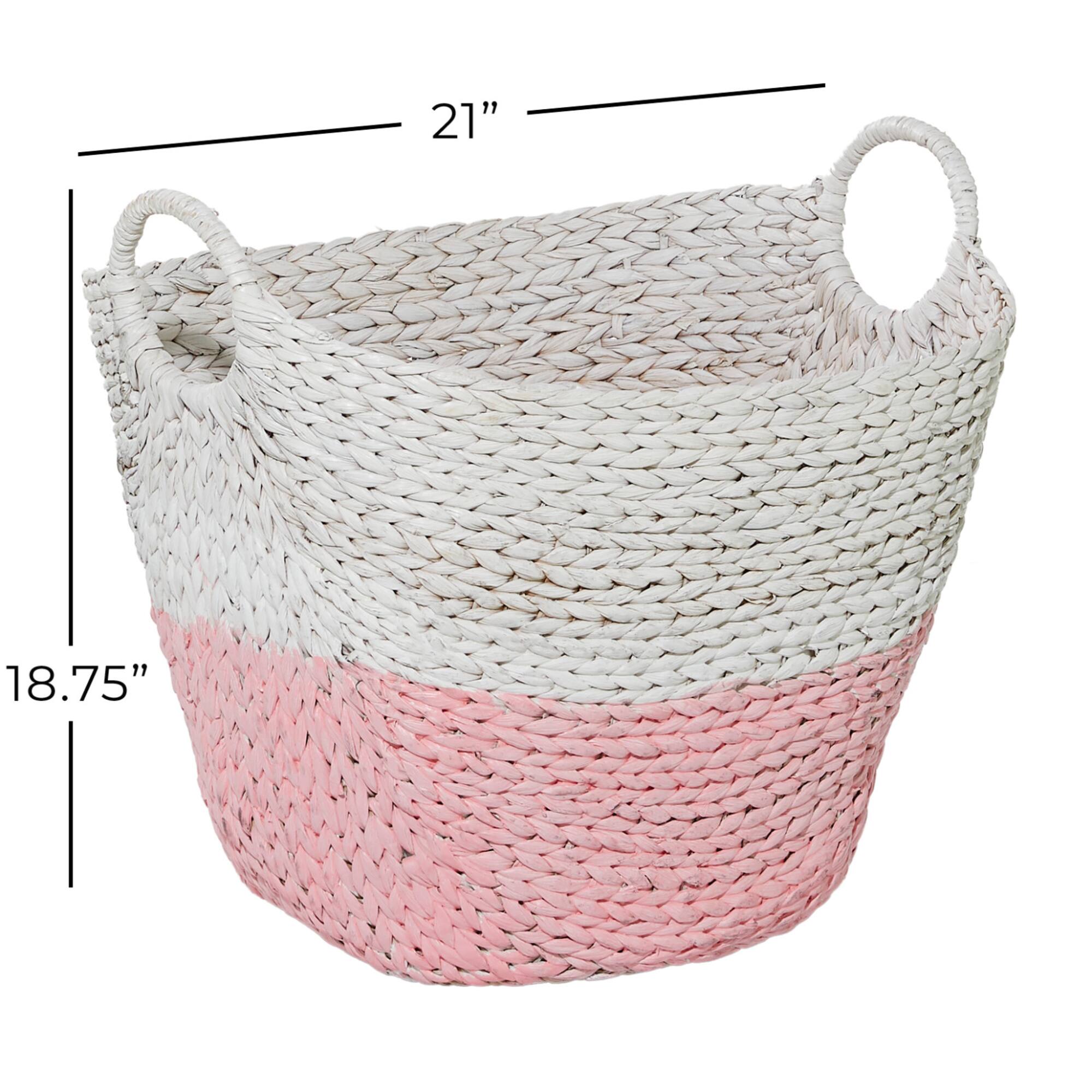 CosmoLiving by Cosmopolitan 21" White Water Hyacinth Contemporary Storage Basket